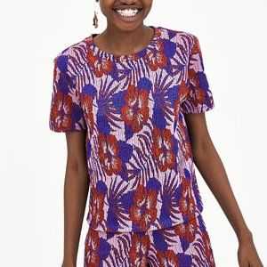 Zara Jacquard T-Shirt; Jacquard Pattern Shorts